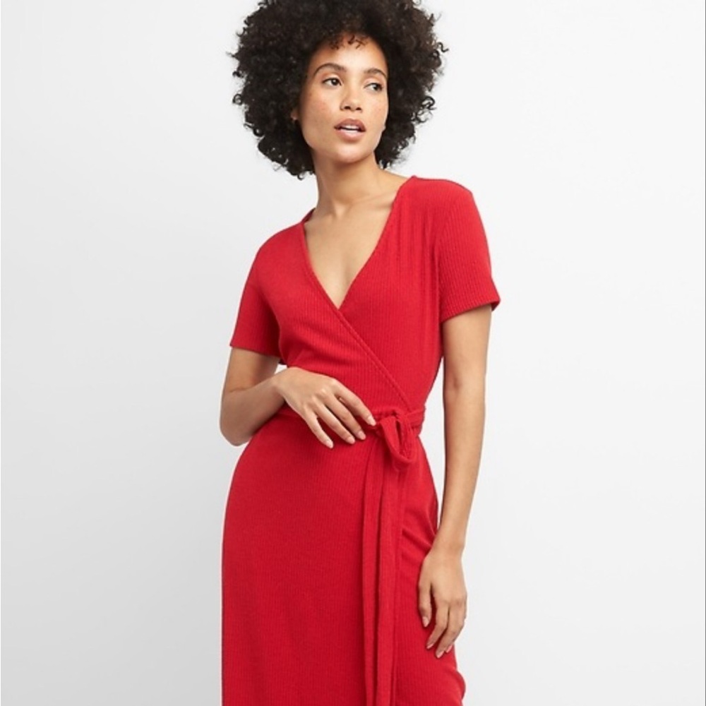 Vintage Gap Ribbed Red Wrap Dress